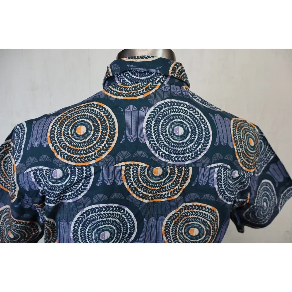 PRPS Goods Shirt Mens Size XL Paisley Button Down Short Sleeve Wood Button